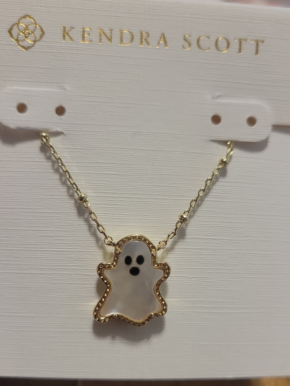 Kendra Scott Gold White Ghost Pendant Necklace